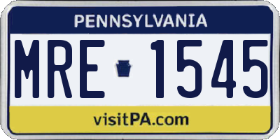 PA license plate MRE1545