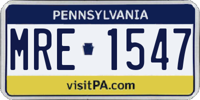 PA license plate MRE1547