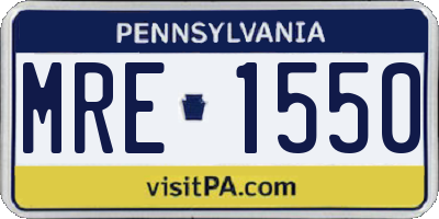 PA license plate MRE1550