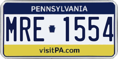 PA license plate MRE1554