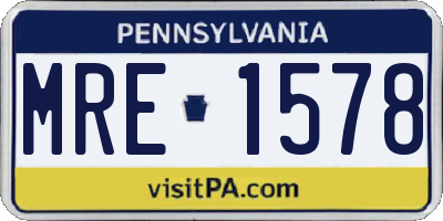 PA license plate MRE1578