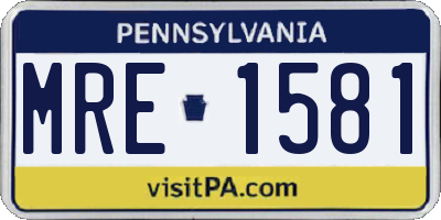 PA license plate MRE1581