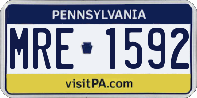 PA license plate MRE1592