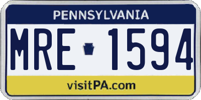 PA license plate MRE1594