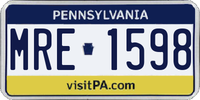 PA license plate MRE1598
