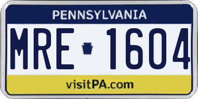 PA license plate MRE1604