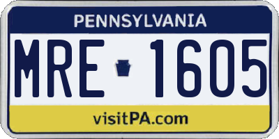 PA license plate MRE1605