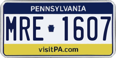 PA license plate MRE1607