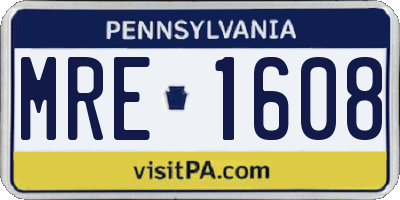PA license plate MRE1608