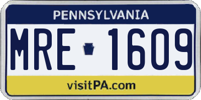 PA license plate MRE1609
