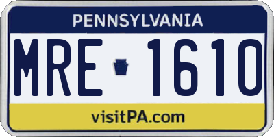 PA license plate MRE1610