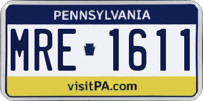 PA license plate MRE1611