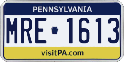 PA license plate MRE1613