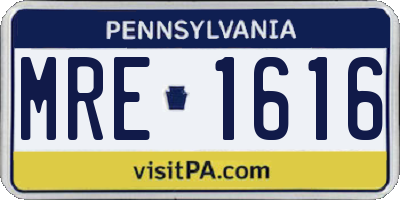 PA license plate MRE1616