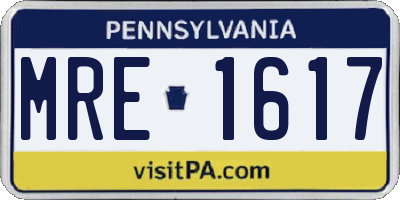 PA license plate MRE1617