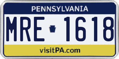 PA license plate MRE1618