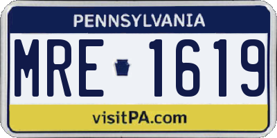 PA license plate MRE1619