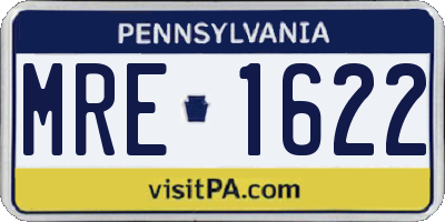 PA license plate MRE1622