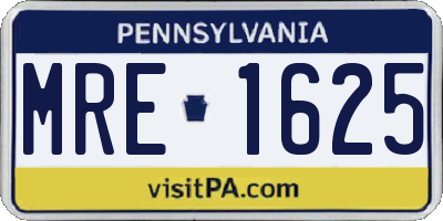 PA license plate MRE1625