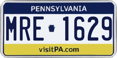 PA license plate MRE1629