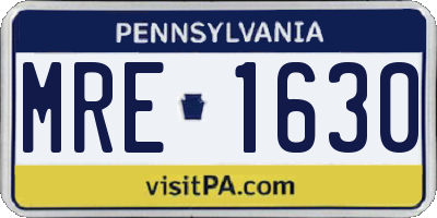 PA license plate MRE1630