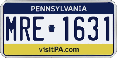 PA license plate MRE1631