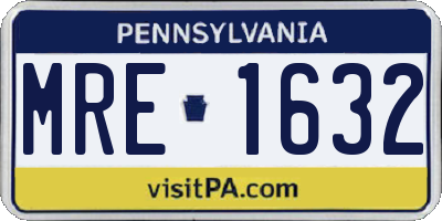 PA license plate MRE1632