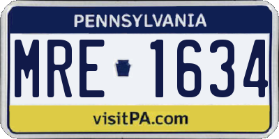 PA license plate MRE1634