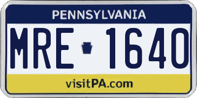 PA license plate MRE1640