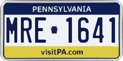 PA license plate MRE1641