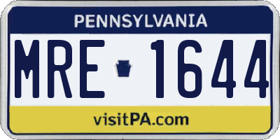 PA license plate MRE1644