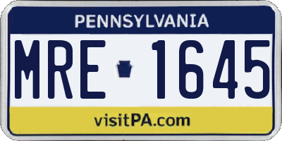 PA license plate MRE1645