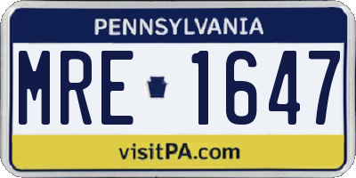PA license plate MRE1647
