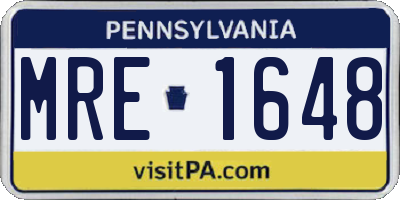 PA license plate MRE1648