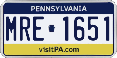 PA license plate MRE1651