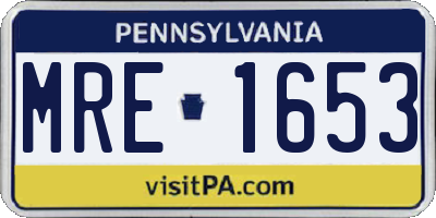 PA license plate MRE1653