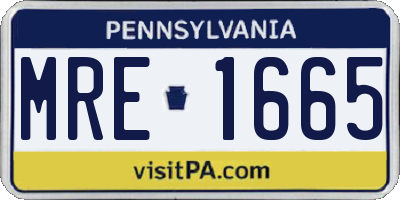 PA license plate MRE1665