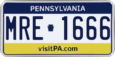 PA license plate MRE1666
