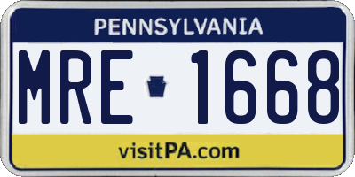 PA license plate MRE1668