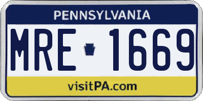 PA license plate MRE1669