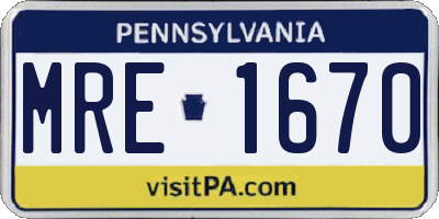 PA license plate MRE1670