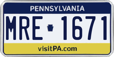 PA license plate MRE1671