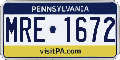 PA license plate MRE1672