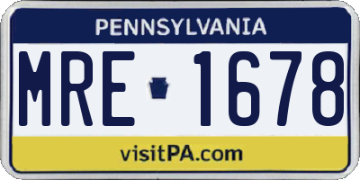 PA license plate MRE1678