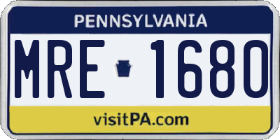 PA license plate MRE1680