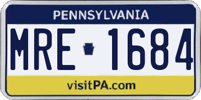 PA license plate MRE1684