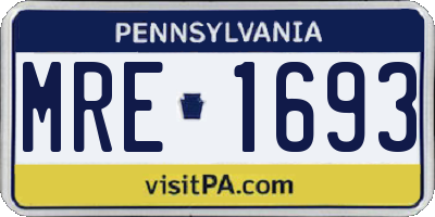 PA license plate MRE1693