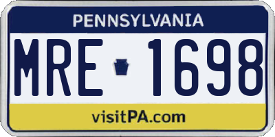 PA license plate MRE1698
