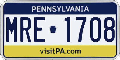 PA license plate MRE1708