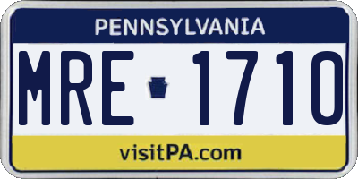 PA license plate MRE1710
